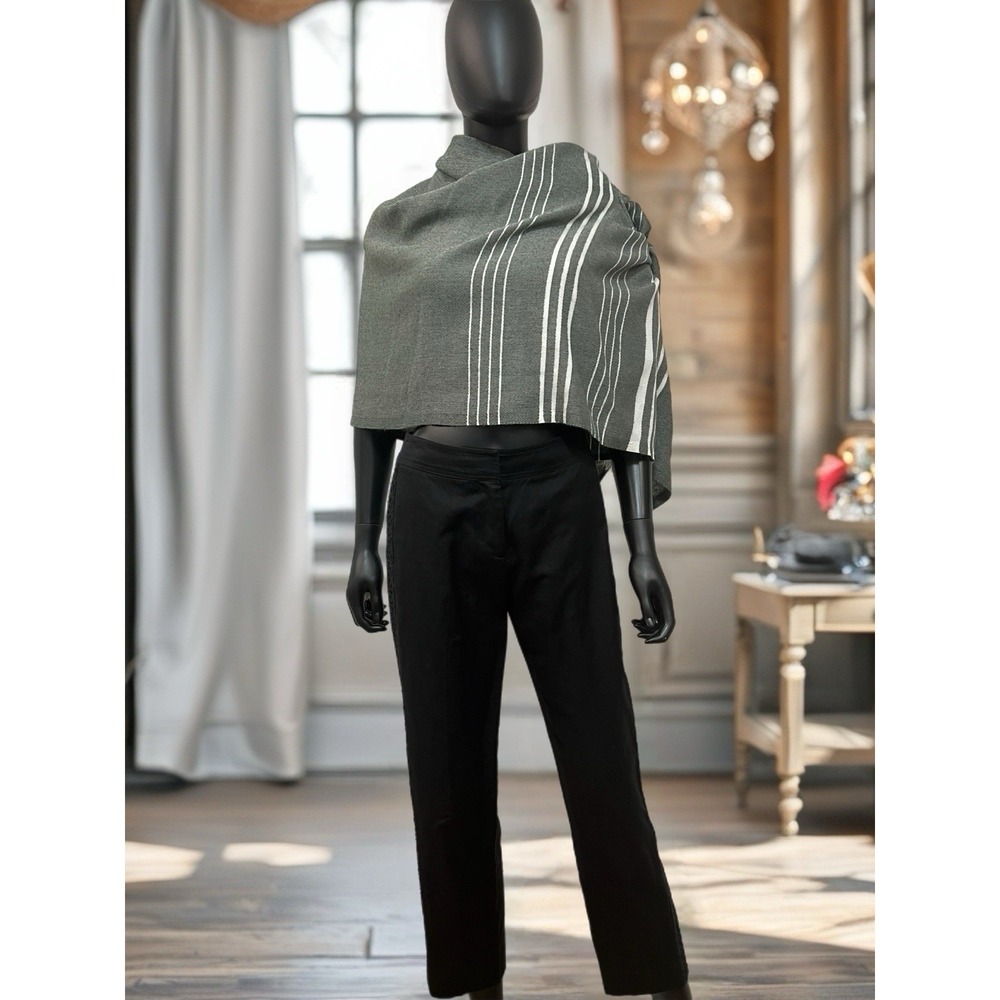 Talbots Petite Black Dress Pants Lace Trim Lined Cotton Linen Blend Sz 4 - Picture 5 of 12